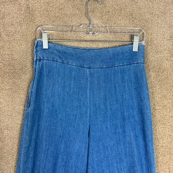 Free People Crop Jeans Womens 2 XS Mid Indigo High Rise Wide Leg Denim Pants - Picture 3 of 13
